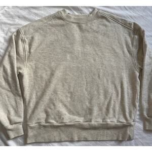 Everlane Heather Oatmeal Crewneck Sweatshirt Relaxed Boxy Minimalist